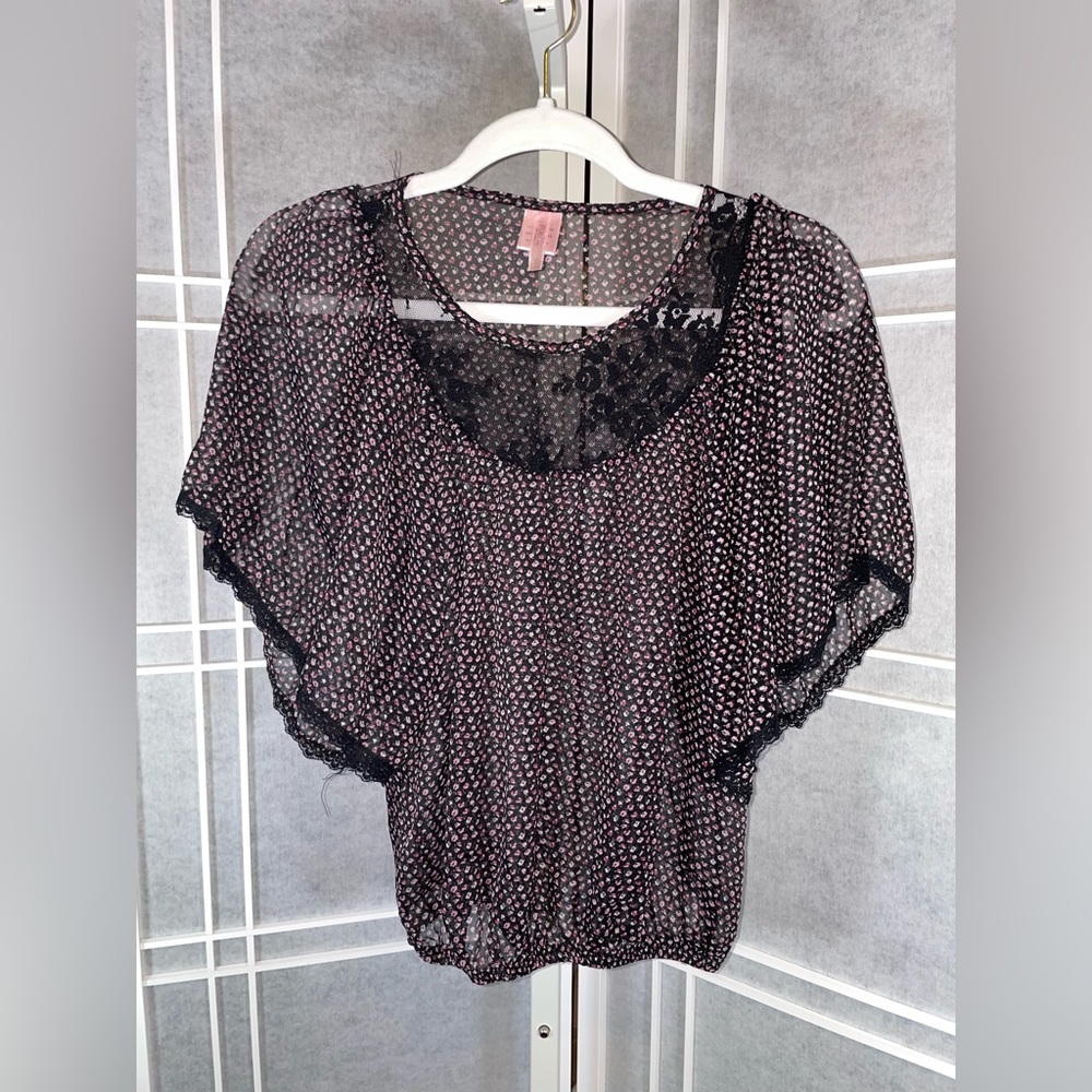 Purple Floral Sheer Blouse